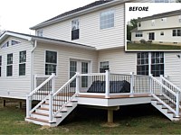 <b>Finished Sunroom with side deck. The Sunroom has a drywall interior, cedar ceiling and finished siding exterior to match the house. Includes 7 windows and a French door. Insulation is included in the walls, the floor and the ceiling. Includes electrical outlets, ceiling fan box, a wall switch and exterior lights. Side deck is Trex Transcend Tiki Torch composite deck boards with white vinyl Washington Railing.</b>